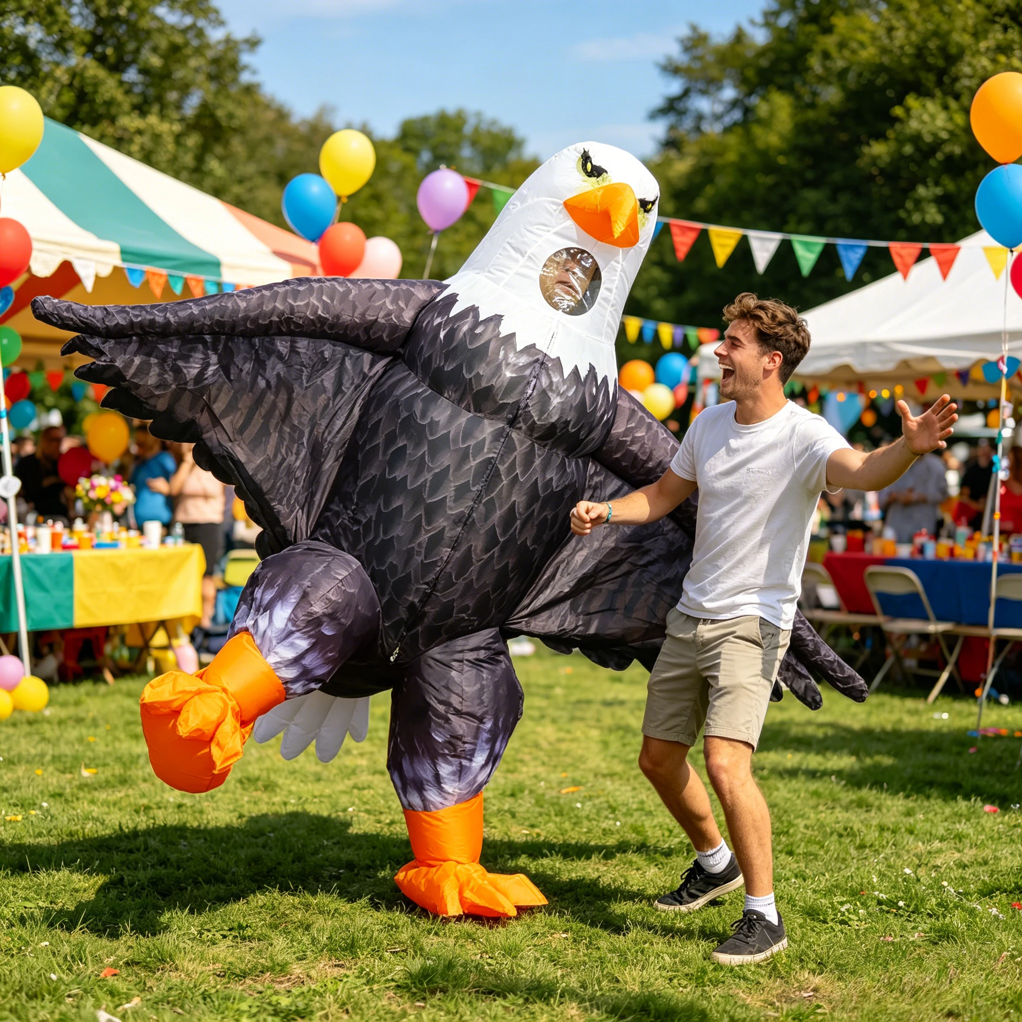 Morph Disfraz Hinchable De águila Para Adulto | Traje Inflable Con Ventilador Y Bolsillo | Disfraz De Animal Para Carnaval Y Halloween | Talla única (165-188 Cm)