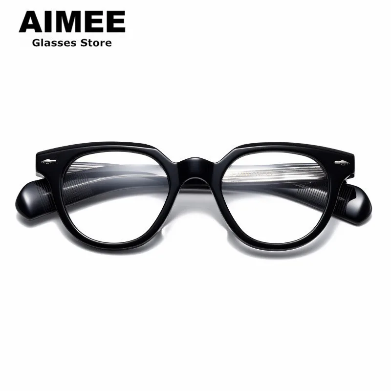 

Designer Vintage Round Acetate Glasses Frame New Fashion Brand Men Women Prescription Eyeglasses Optical Blue Light Spectacles