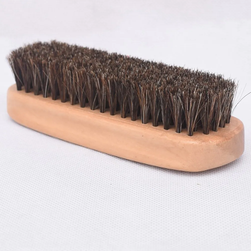 

Professional Shoe Brush Horsehair Bristles Wood Handle Extra Long for Boots Shoes Shine Polish Buffing High Gloss Finish
