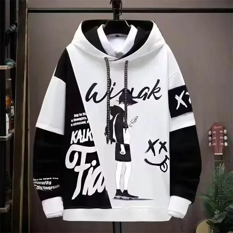 

2024 Men's Graphic Hoodie Autumn New High Street Hip Hop Casual Hoodie Men's Clothes Harajuku Printed Sweater Fashion Sweatshirt