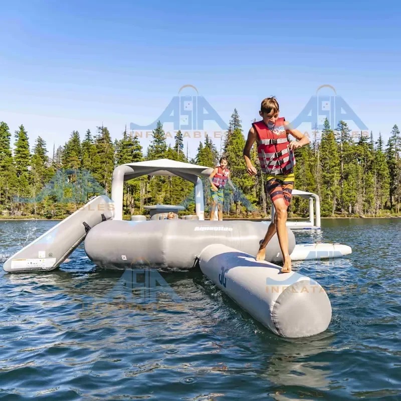 Leisure Land Inflatable Swim Island Floating Raft, Inflatable Float Yacht Dock, Inflatable Float Water Platform With Party