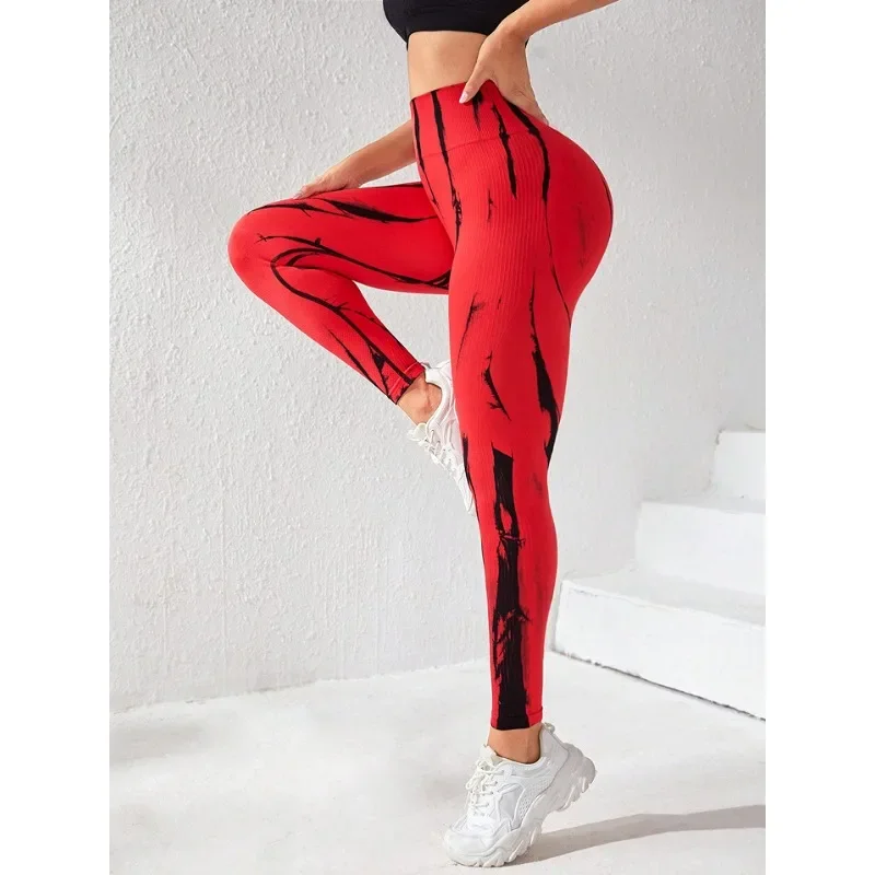 Seamless Yoga Leggings High Waist Hip Liftting Leggings High Elastic Fitness Knitting Fashion Gym Workout Running Tights