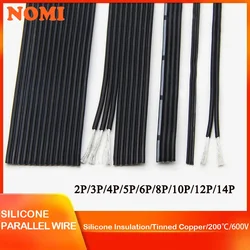 2/5/10M Silicone Parallel Wire 30 28 26 24 22 20AWG Multi-core 2P 4P 6P 8P 14P High Temperature Resistant Fexible Copper Cable