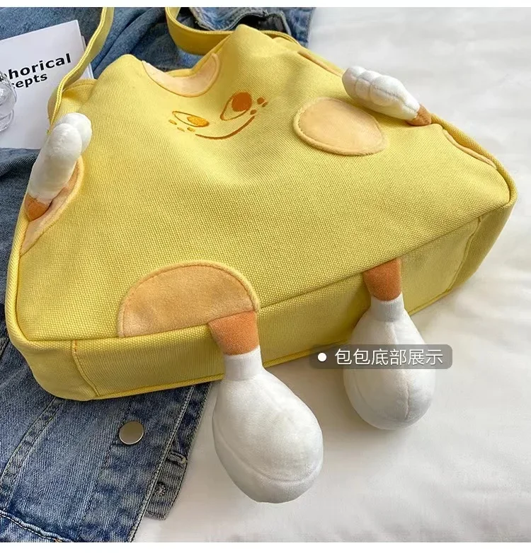 

Canvas Cheese Doll Girl Shoulder Bag Korean Style Cartoon Cute Handbag Crossbody Bag Minority Design Small Messenger Bag Girls