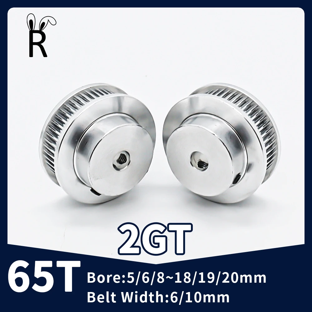 

65T Teeth GT2 Timing Pulley Synchronous Wheel Bore5/6/8~18/19/20mm Belt Width 6/10mm 3D Printer Parts Tensioning Open 2GT Pulley