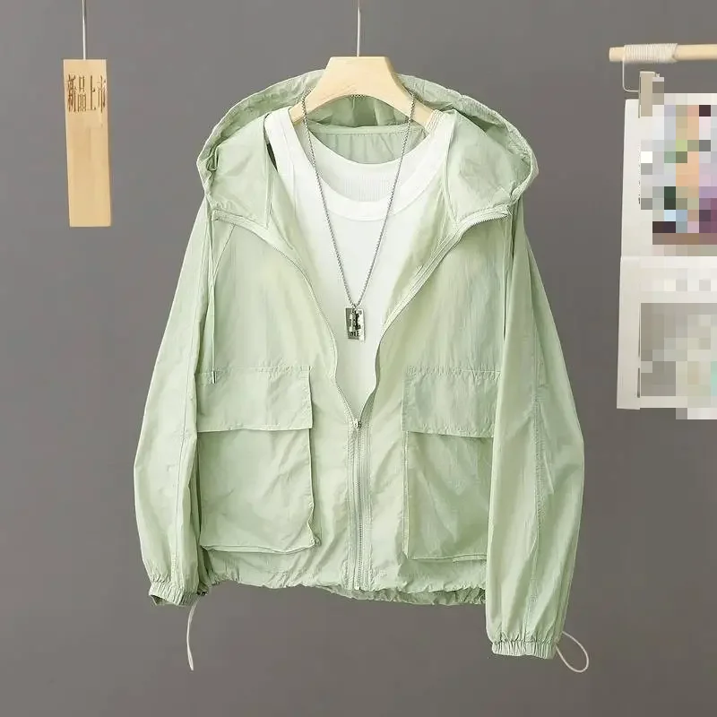 Women Sunscreen Coat Loose Large Size Breathable Sun-protective Clothing Fashion Outdoor Thin Quick-drying Top Female