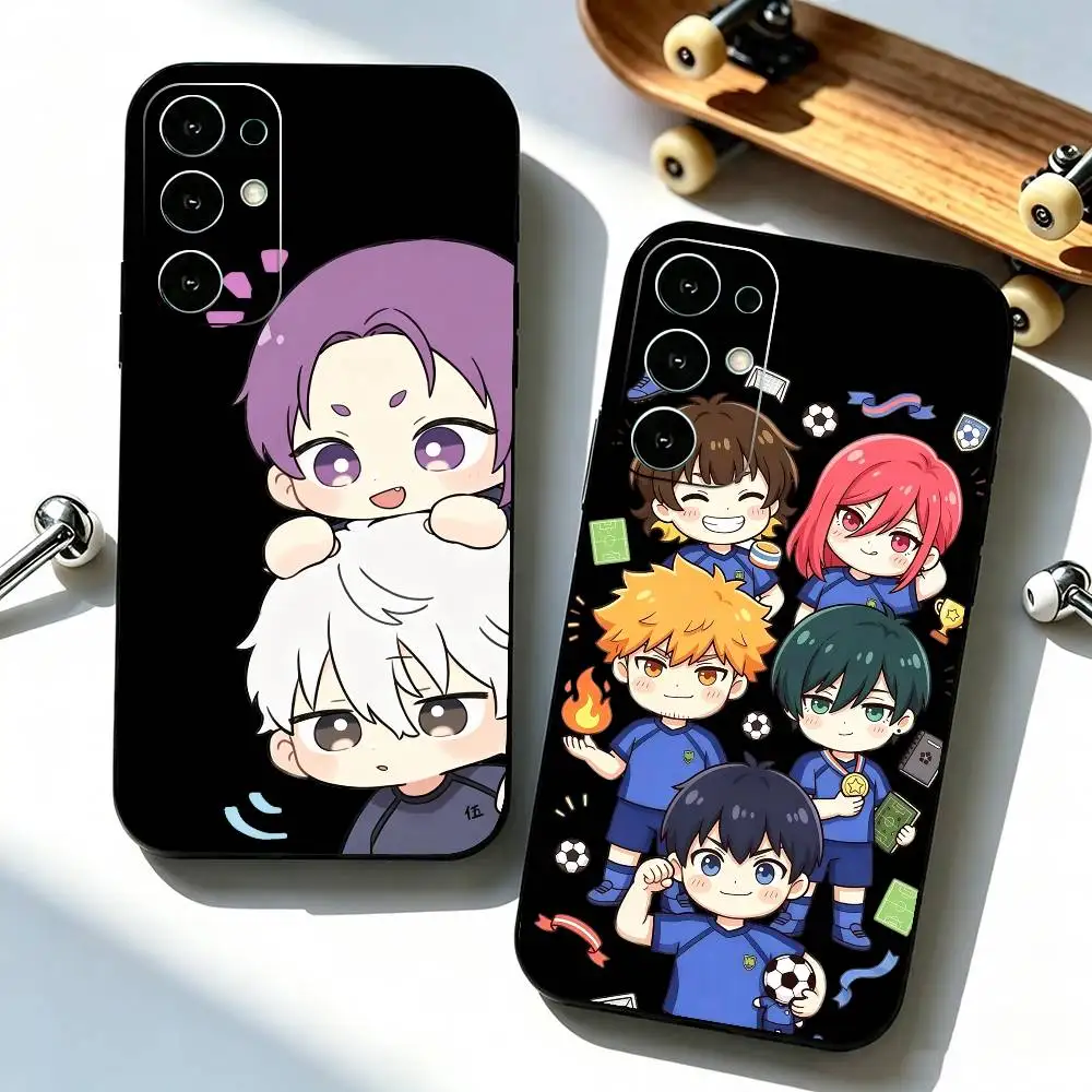 B-Blue Lock cute cartoon  Phone Case For Samsung S25,S24,S21,S22,S23,S30,Ultra,S20,Plus,Fe,Lite,Note,10,Black Cover