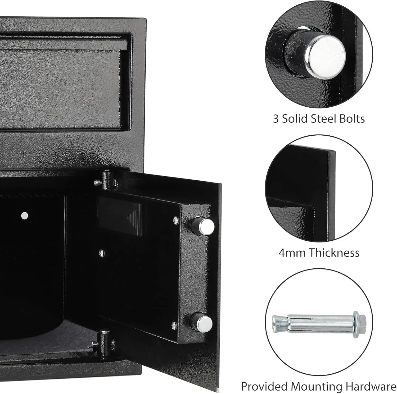 Depository Safe Digital Safe with Keypad, Locking Drop Box with Slot, Metal Lock Box with Two Emergency Keys for Your Valuables