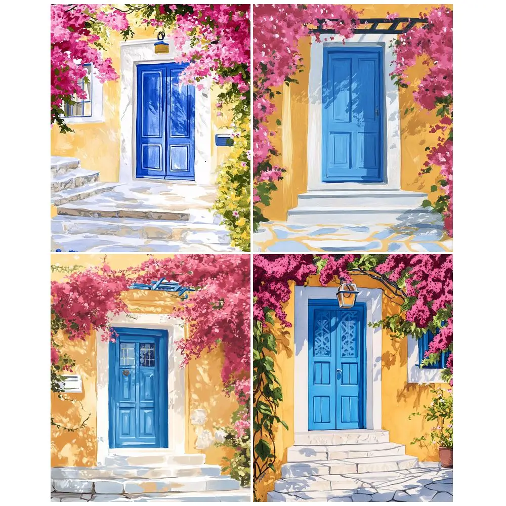 

GATYZTORY Oil Painting By Numbers For Adults Handpainted Picture By Numbers DIY Frame Landscape Door On Canvas Home Decor Gift