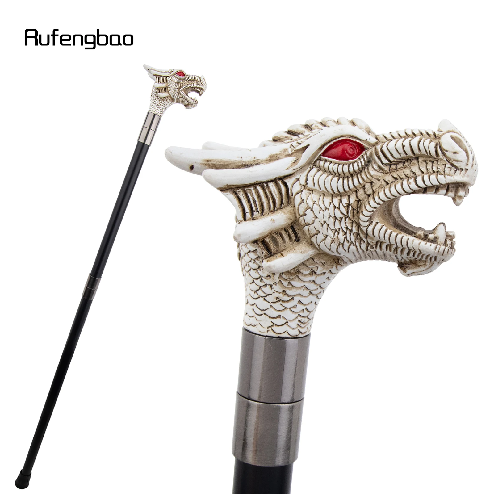 الأبيض الراتنج التنين عيون حمراء عصا للمشي الزخرفية Cospaly قصب هالوين الصولجان العصا Crosier أداء المرحلة قصب 94 سنتيمتر #4