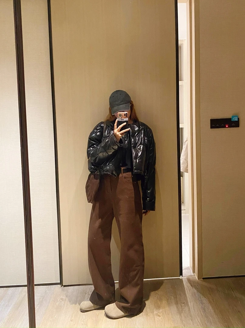 

KOGIRL Thiened Fce повседневные свободные женские джинсы с высокой талией, мягкие прямые утягивающие длинные брюки, зимняя коллекция