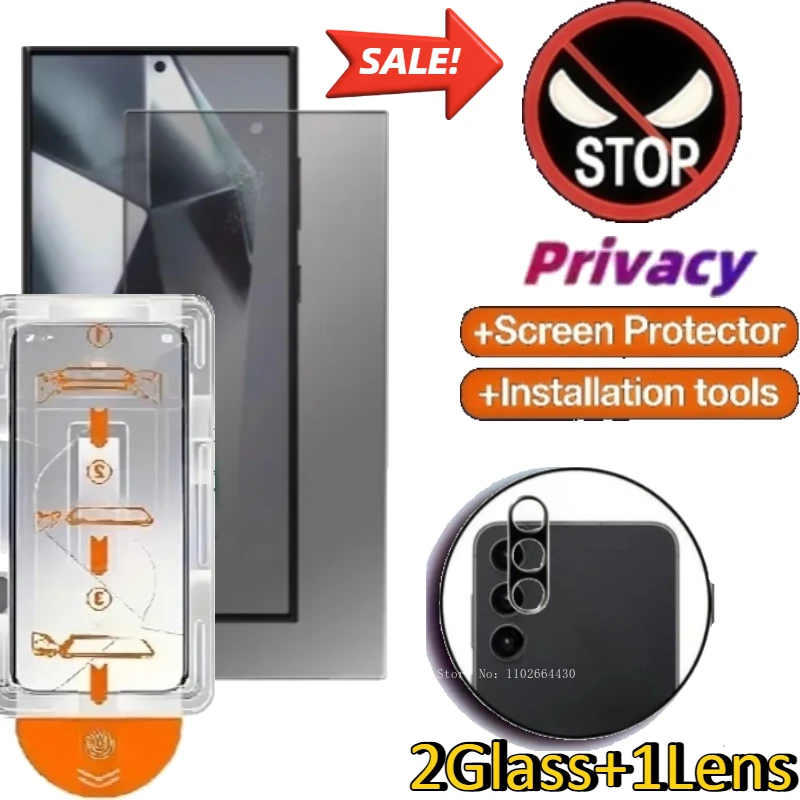

3-iN-1 Anti-Spy One-click Film Applicator Screen Protectors for Samsung Galaxy S25 S24 with Lens Film for Galaxy S24 S25 Ultra