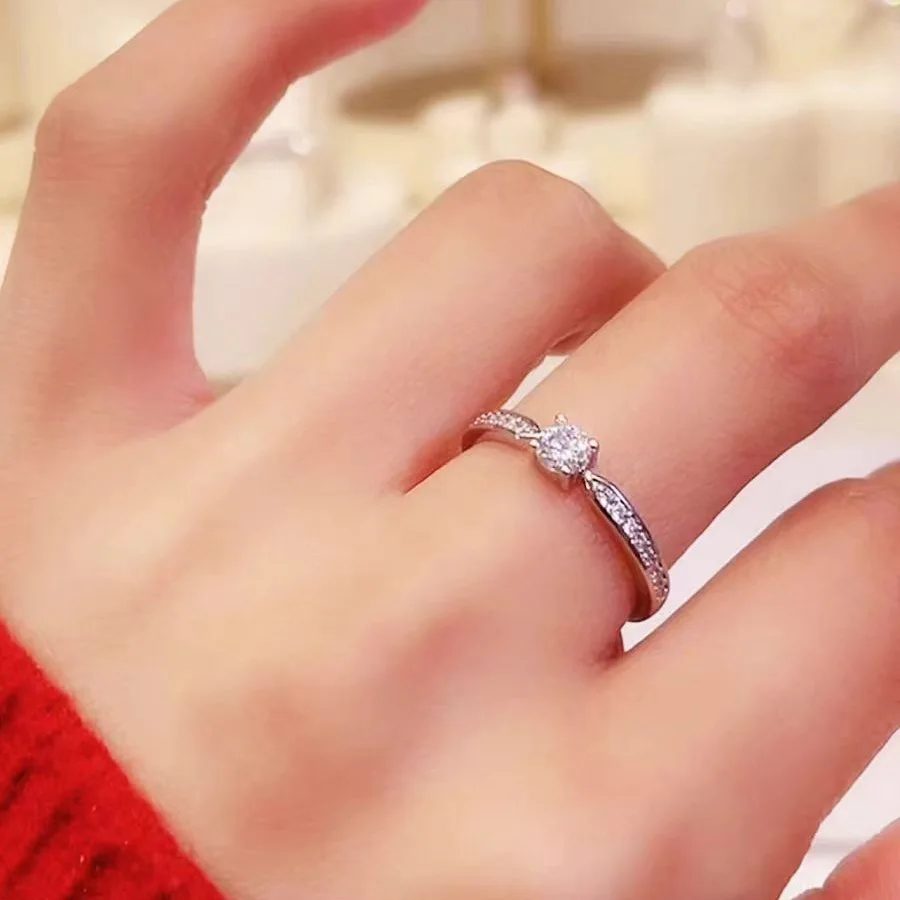 Precious Ring Women's 0.3 Carat Moissanite PT950 Platinum - 0.3 Carat Four-prong Starry Sky Ring, Tiny & Adorable, Friend Gift