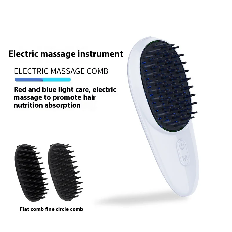 

Red and blue light electric massage comb head massage instrument vibration color light comb photon physiotherapy