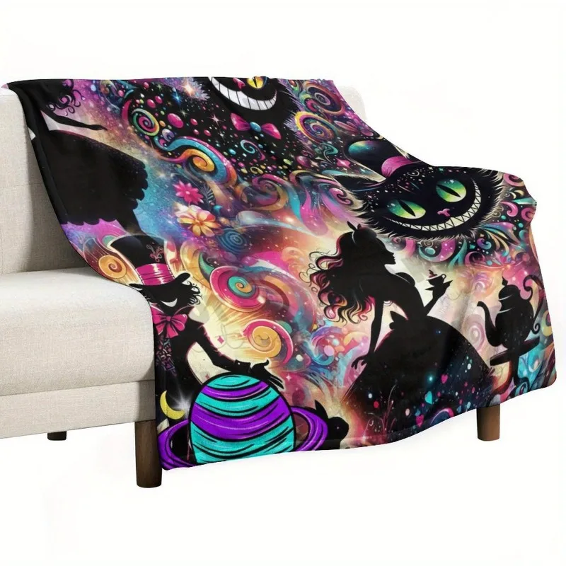 أليس في بلاد العجائب شيشاير القط الفانيلا رمي بطانية فائقة النعومة دائم نابضة بالحياة الكرتون الفراش جميع المواسم Allseason البطانيات