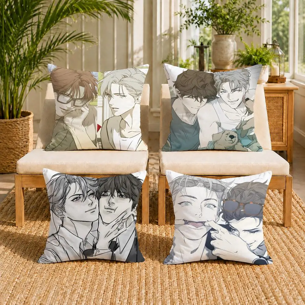 YaOi Anime N-Nerd Project Cushion Cover Breathable Short Plush Pillow Case Wrinkle-Resistant Machine-Washable For Easy Care