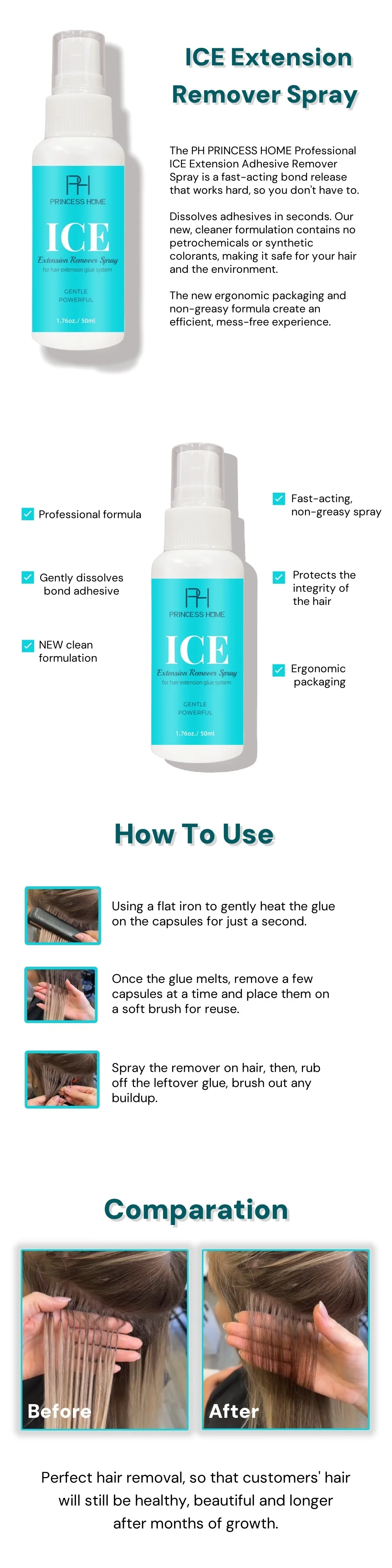 Haarverlängerungskleber-Gel-Sets mit Figer-Handschuhen, unsichtbare Haarverlängerungskleber, 20 g, Aktivator-Entferner, 50 ml, für eiskalte Verklebung – Detail 11