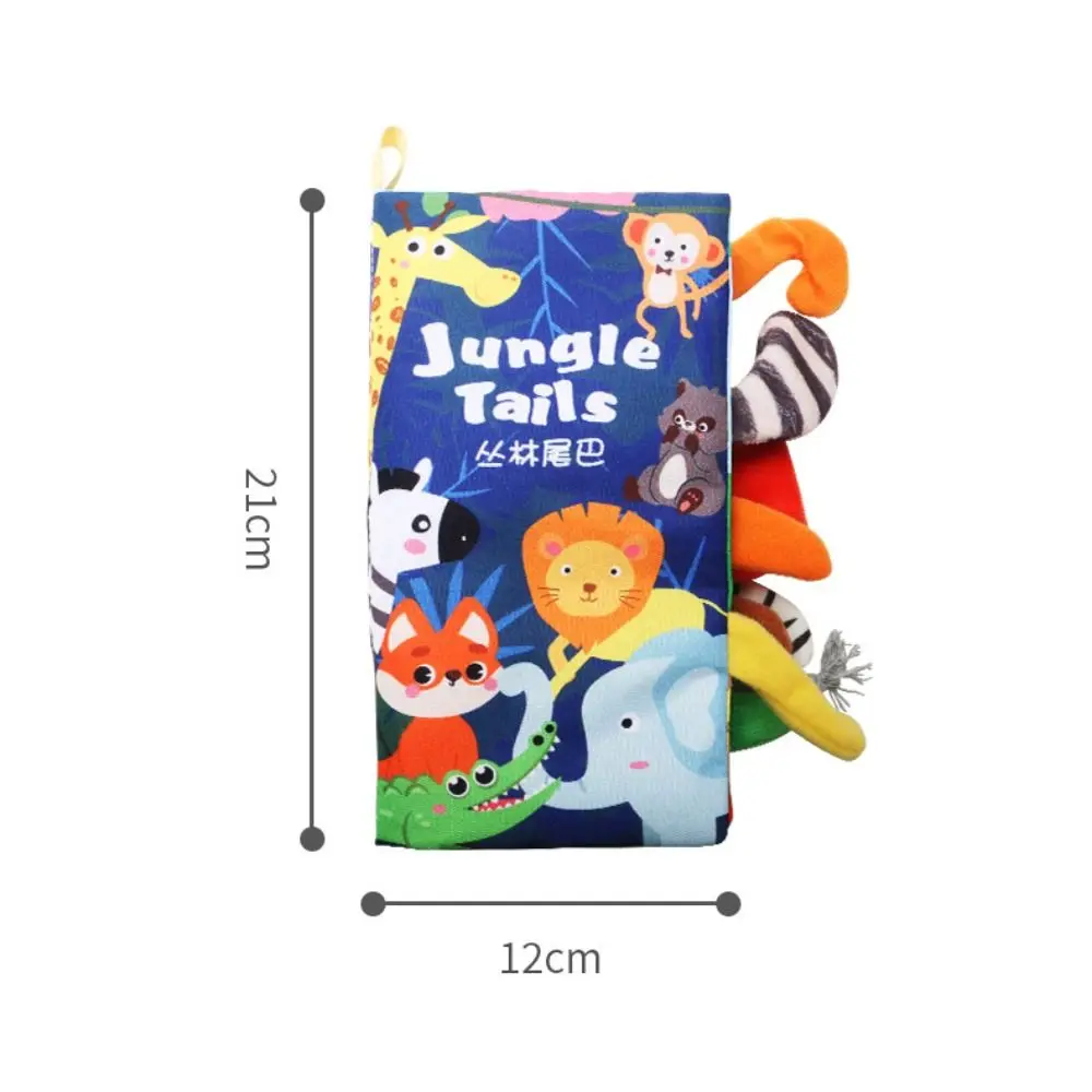 Animals Tail Baby Cloth Book Parent-child Sound Paper Baby Early Learning Toy Soft Cartoon Puzzle Cloth Book 0-36 Months Baby