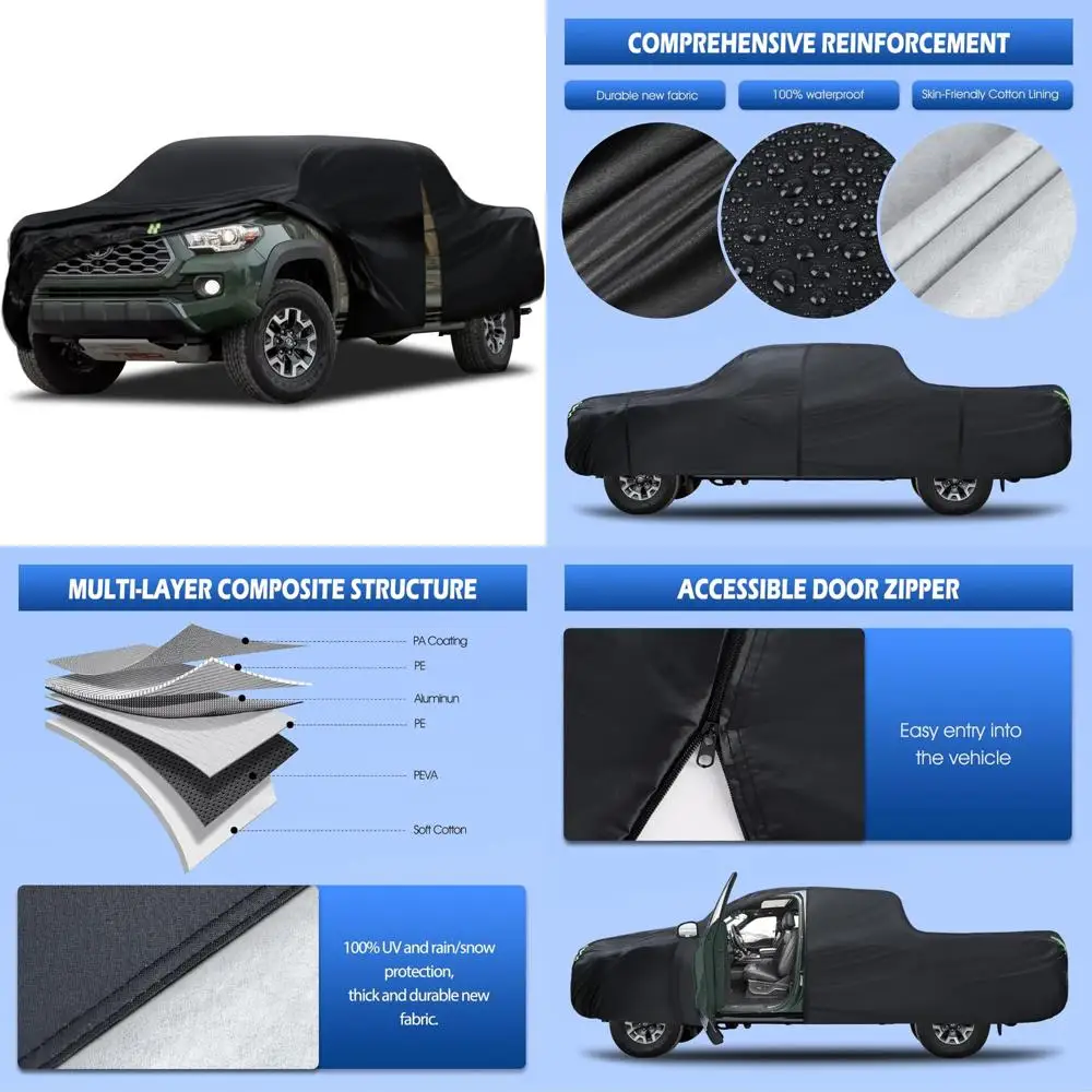 

Waterproof All-Weather Truck Cover, 6-Layer Protection for Pickup Trucks, Fits Various Models Including Ranger, Tacoma, Colorado