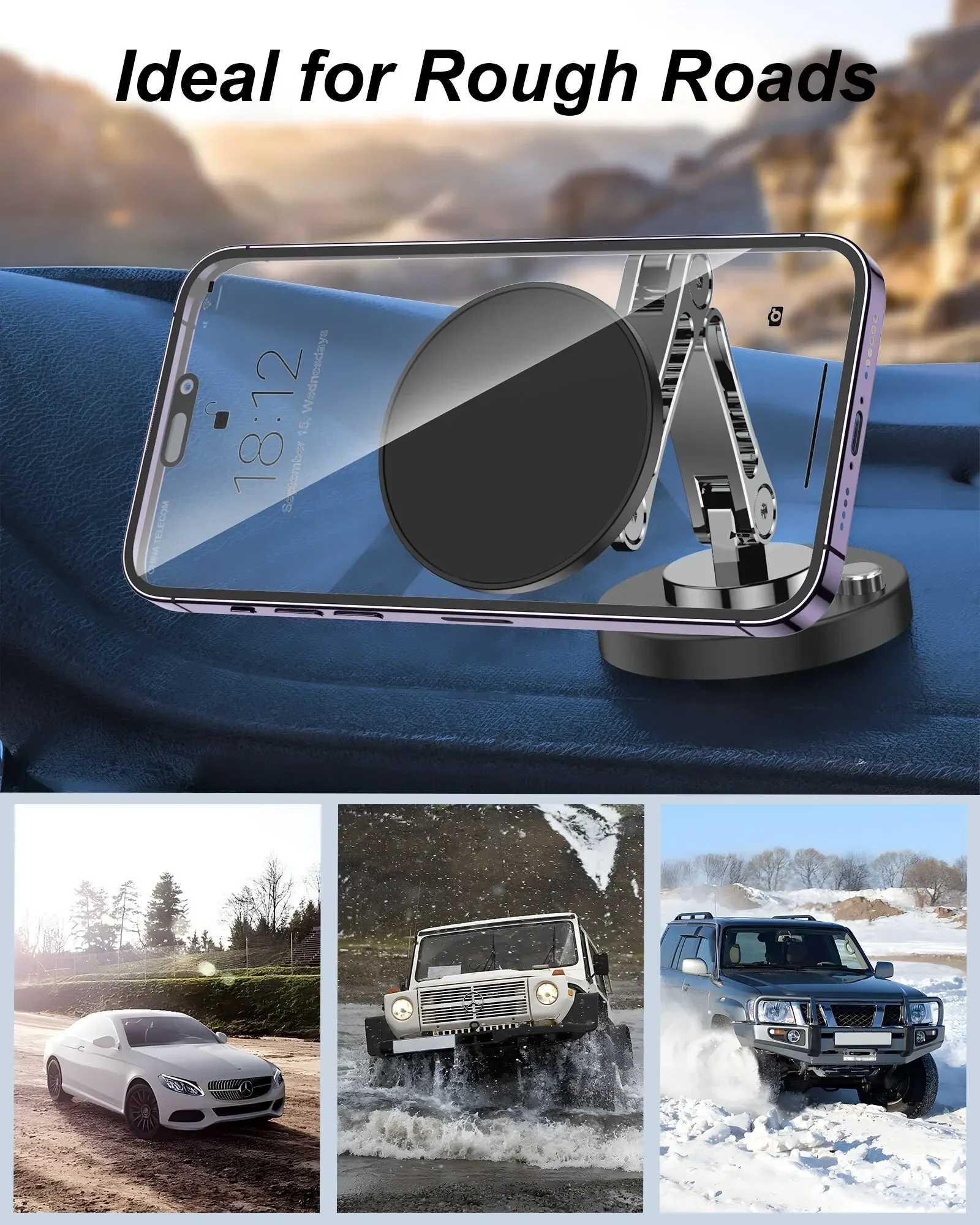Magnetic Car Phone Holder Stand Dashborad Alloy Foldable Magnet Car Mount Smartphone Mobile Bracket For iPhone Samsung Xiaomi image 4