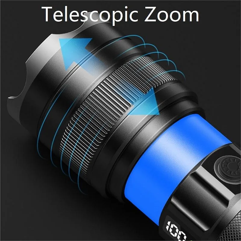 Smiling Shark SD8101 Flashlight Zoomable Torch Light Rechargeable Flash Light for Camping Hiking Outdoors with Power Display