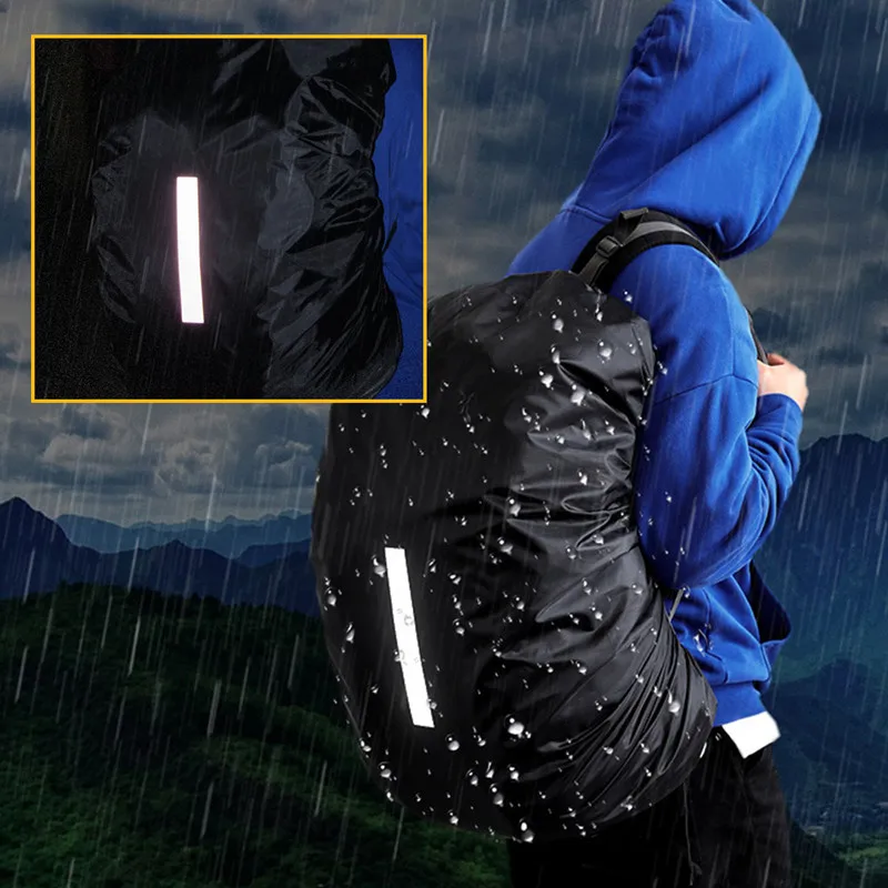 New Reflective Waterproof Backpack Rain Cover Outdoor Night Cycling Safety Light Rain Cover Wear Resistant Bag Camping Hiking