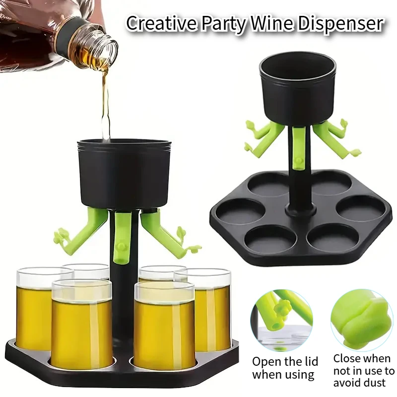 Creative Plastic Tray Dispenser with Bracket, Six Cups, Wine, Whiskey, Beer, Birthday Party, Christmas, Bar Tools