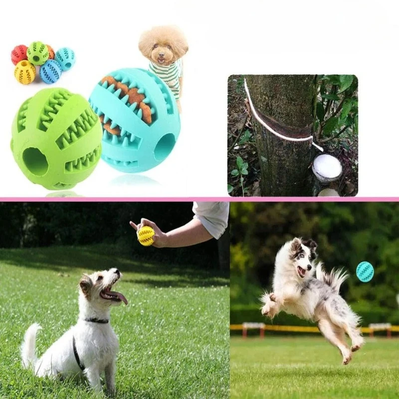 1pcDog Chew Toys for Puppies Interactive Rubber Ball Pet Dental Cleaning Cat Toy Treat Feeder Silicone Ball for Pets-Best Seller