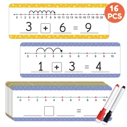 Tarjetas de borrado en seco de números de línea de adición y resta, tablero manipulativo de matemáticas para niños, estudiantes, aula, escritura y limpieza en el hogar