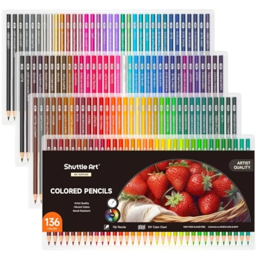 

136 Color Pencils for Adult Coloring Book, Soft Core Colored Pencils Set for Doodling, Sketching, Drawing, Art Supplies