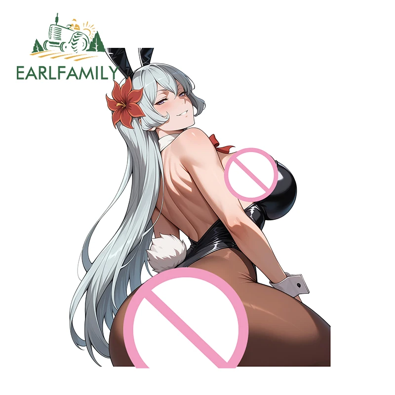 EARLFAMILY Freya Bunny Girl Pretty Car Stickers Eye Catching Anime Characters Fuel Tank Cap Decals Delicate Vinyl Car Goods