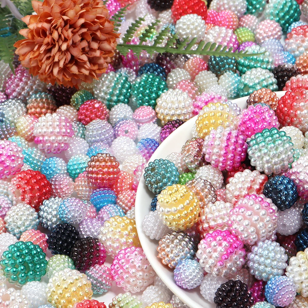 20-50pcs/lot 10/12/14mm Colorful Acrylic Yangmei Shape Ball Beads Loose Spacer Beads For Jewelry Making Bracelet DIY Accessories