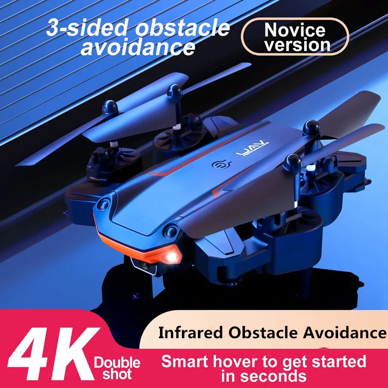 Three-way Infrared Obstacle Avoidance Drone 4K Dual Camera Altitude Hold Mode Foldable RC Quadcopter Visual Hover Foldable Toys