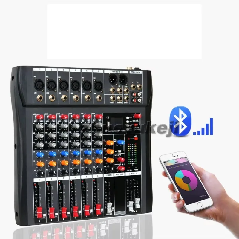 Sound mixer 6-channel series Bluetooth function audio mixer console with USB mini DJ mixer