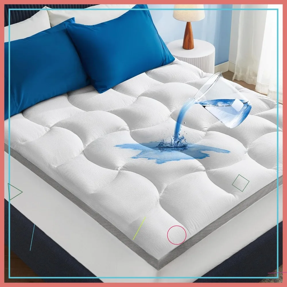 

Full Size Mattress Topper with 8-21 Inch Deep Pocket, 800 GSM Waterproof Bed Pad, Soft Cover for Home or Hotel - White