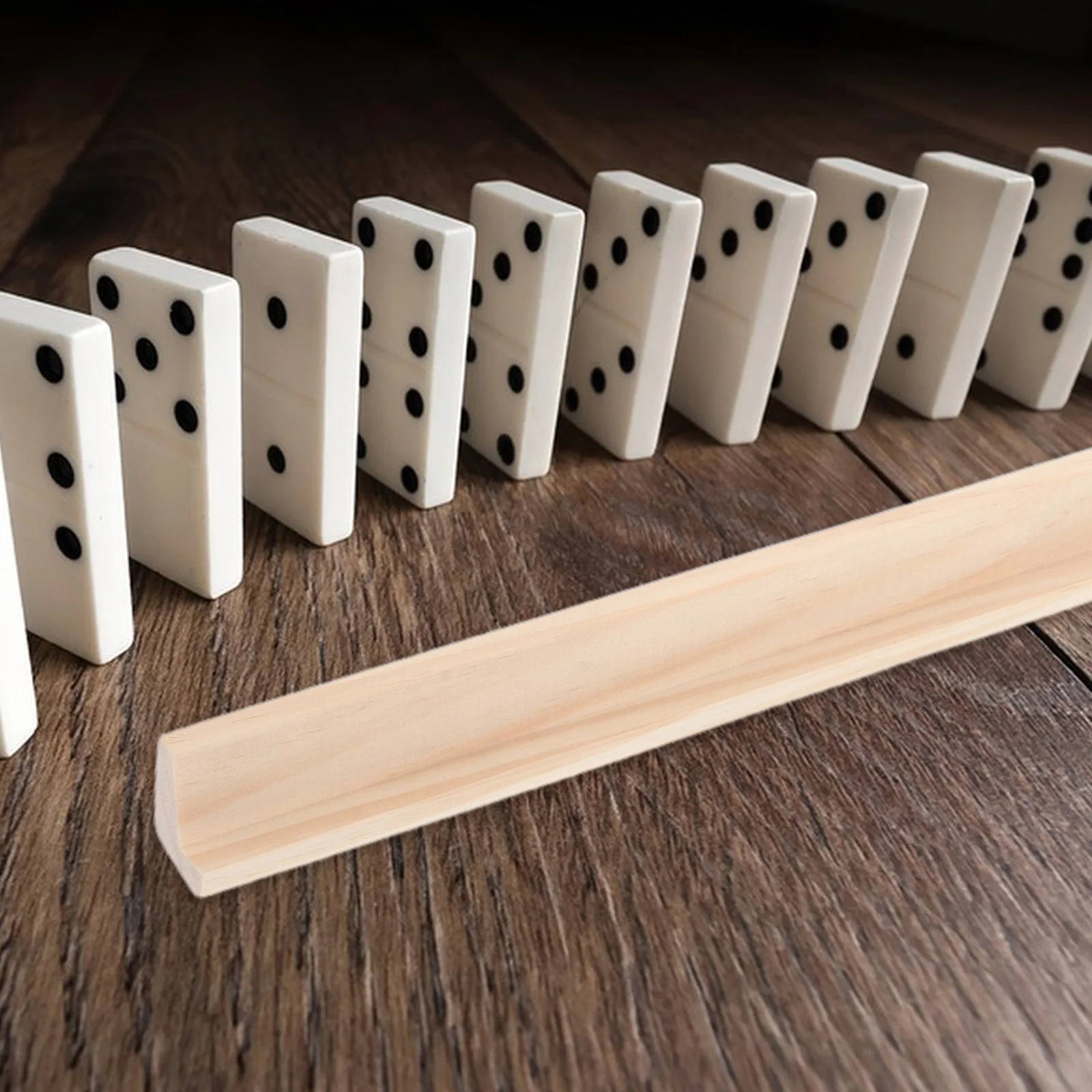 4Pcs Wooden Domino Trays Single Row Unfinished Domino Holders for Mahjong Mexican Train Board Game Accessories 36cm