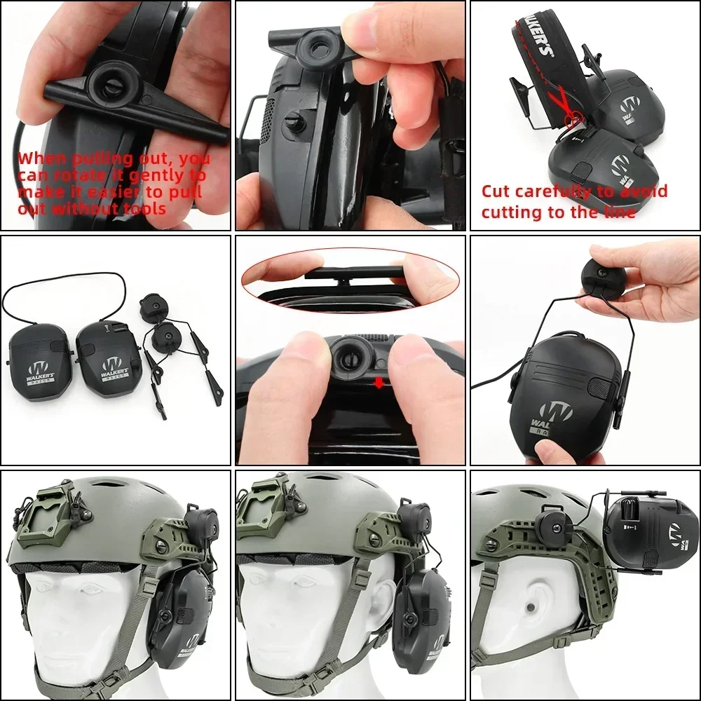 HEARING TACTICAL Electronic Earmuffs Tactical Headset ARC Rail Adapter for Walker's Razor Noise Reduction Shooting Headphones