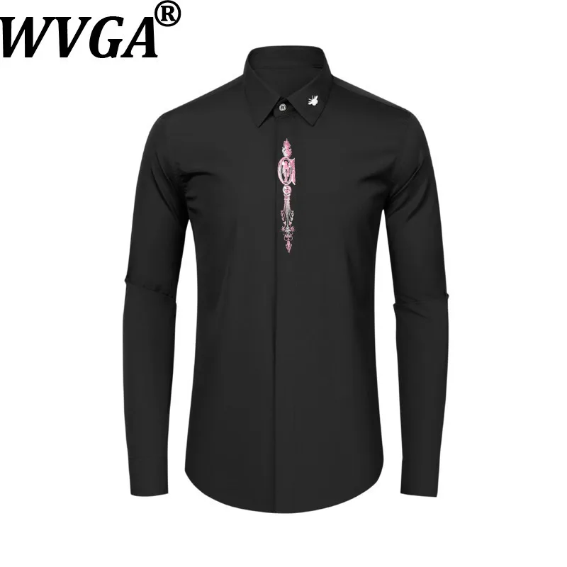

WVGA 2026 Spring Summer New Man Tide Trendy Turn-Down Collar Letter Embroidery Shirts Niche Chic Casual Long Sleeved Tops W20403