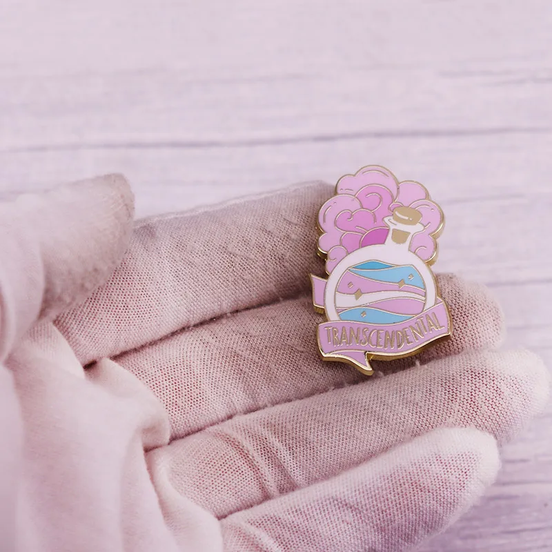 زجاجة شفافة المينا دبوس المتحولين جنسيا العلم شارة LGBTQ فخر الملحقات #3