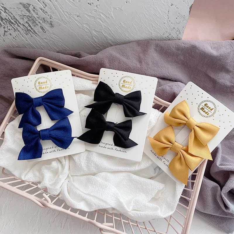 Handmade Fabric Bowknot Girls Hair Accessories Summer Clips Toddlers Barrettes Korean Non-Slip Snap Hairpins For Kids Teens Pets