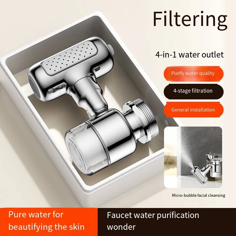 

1080 Universal Faucet with Rotatable Spout Extender for Washbasins, Aerator, and Splash-Proof Device
