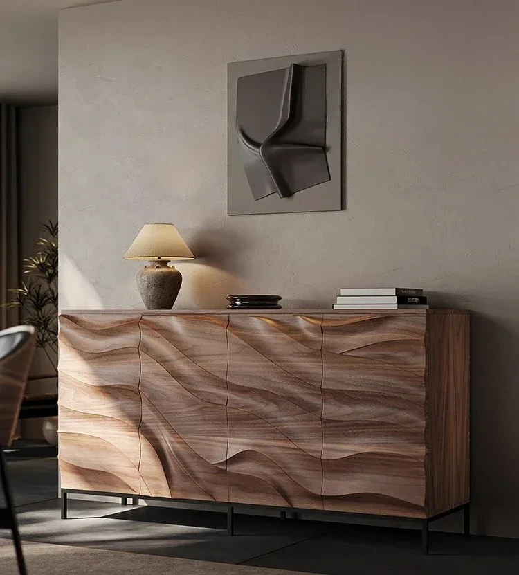 North American black walnut solid wood dining side cabinet modern simple living room antique storage designer model