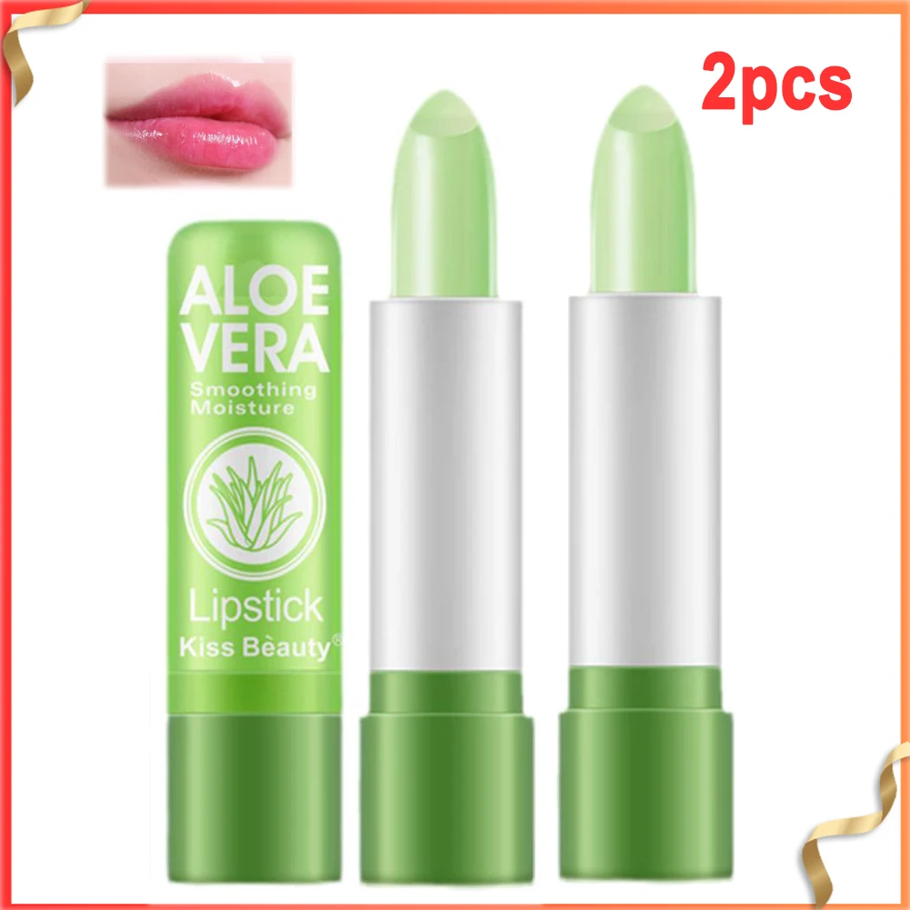 Aloe Vera Color-Changing Lipstick Long-Lasting, Moisturizing, Temperature-Activated Lip Balm, Fade-Resistant Nourishing Lip Care