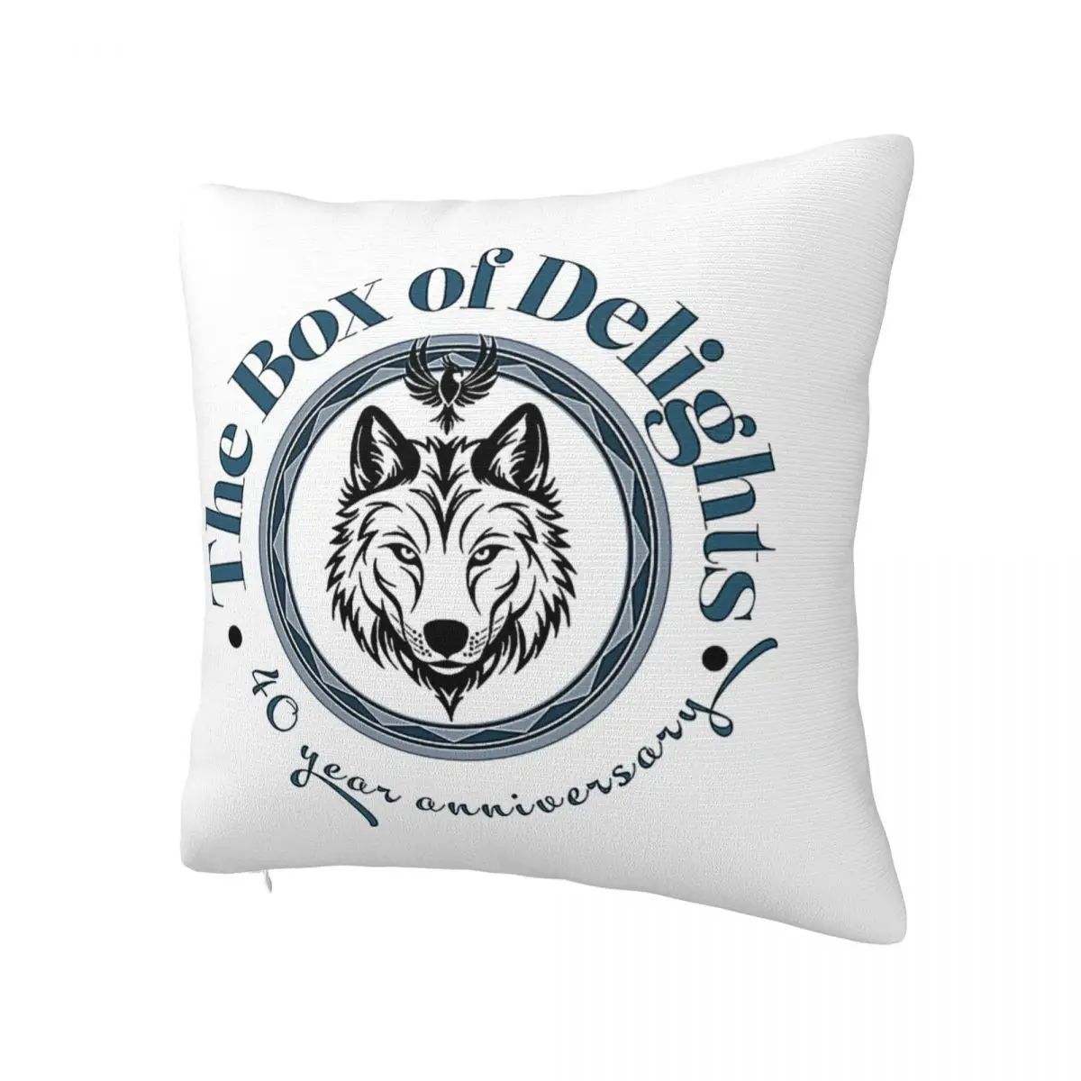 Box Of Delights - 40 Year Anniversary 2024 Design On White Square Pillow White Square pillow