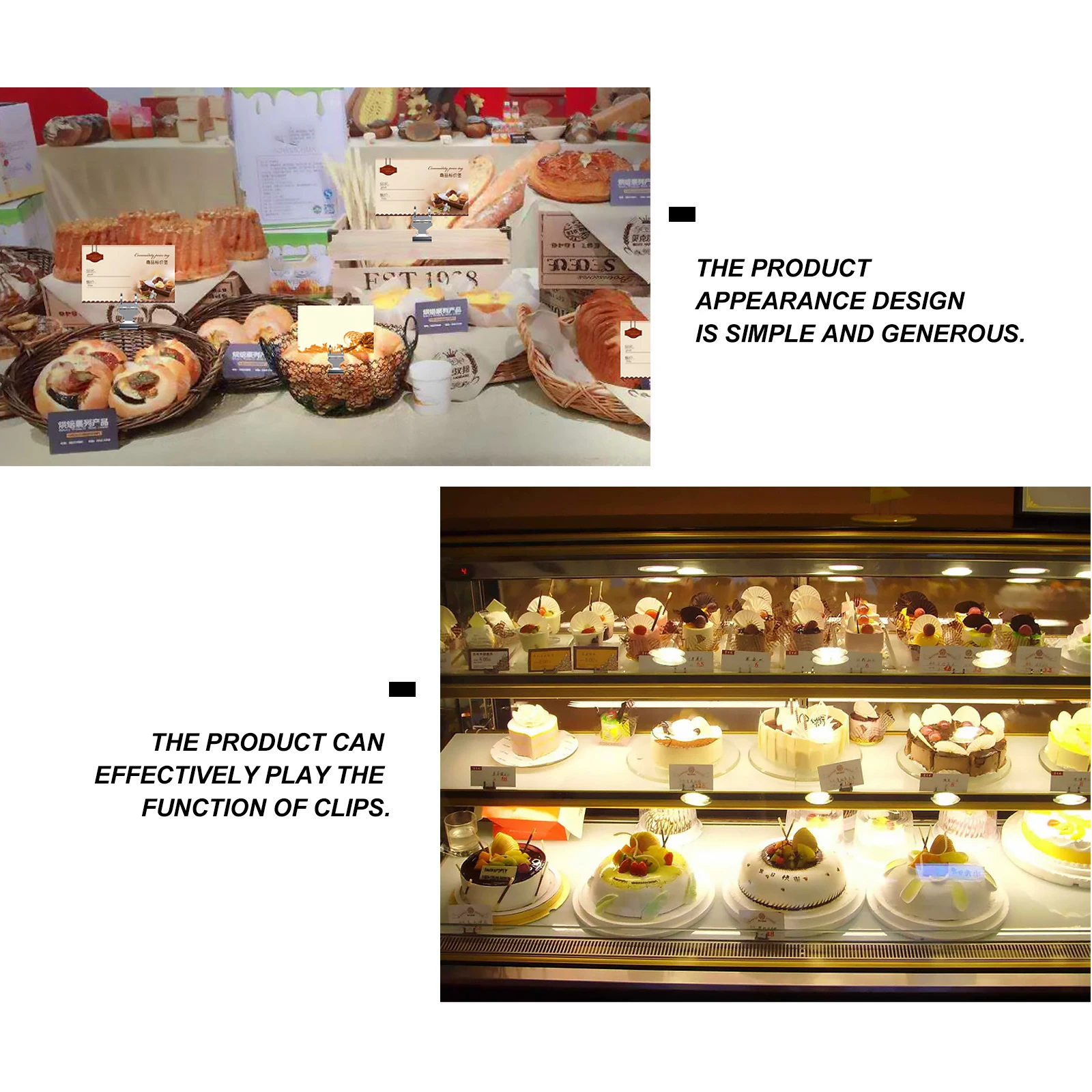 

5pcs Acrylic Food Sign Holder Transparent Price Display Rack Label Stand For Retail Store Exhibition Advertising Clear