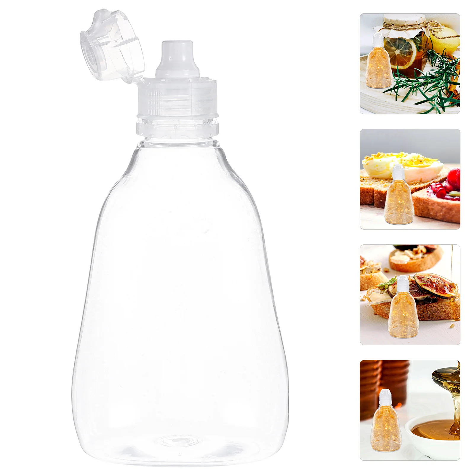 

Squeeze Bottles Honey Container Plastic with Caps for Transparent Flavor Condiment Holder