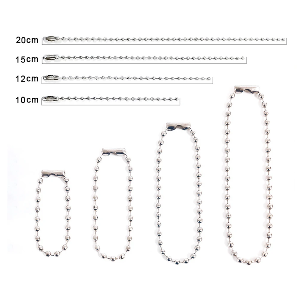 50pcs/lot 2.4mm Ball Bead Chains10/12/15/20CM Beaded Chain with Clasp for Label Hand Tag Connector DIY KeyRing Jewelry Making