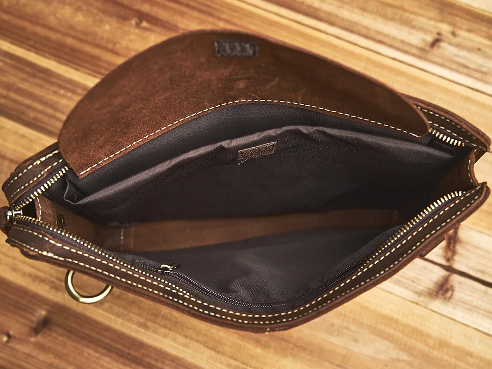 Nupugoo schlanke Umhängetasche Herren Echt leder Retro Umhängetasche täglich Pendler Rindsleder Umhängetasche Clutch Tasche Büro tasche – Detail 15