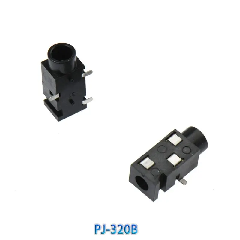 DT19 100pcs PJ320B 3.5mm Headphone Audio Socket 3/4 Pins Audio Interface DIP/SMD for DIY Repair