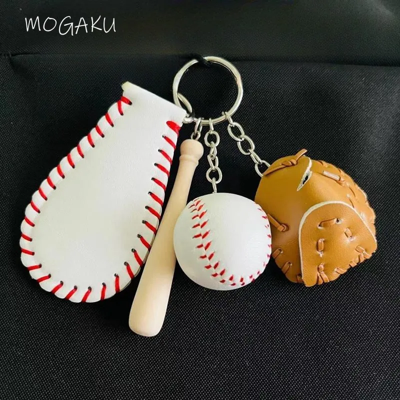 

MOGAKU Baseball Softball Keychains for Fans Collectible Souvenirs Pendants Key Rings Men Boys Fashion Leather Sport Key Chains